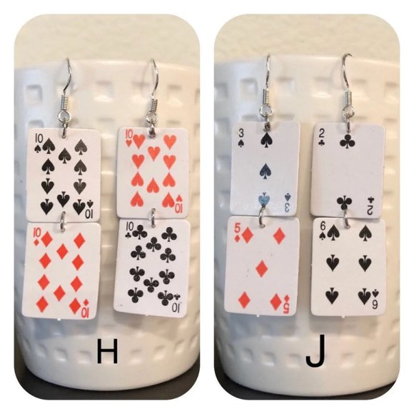Mini poker earrings, playing cards earrings - Picture 6 of 8